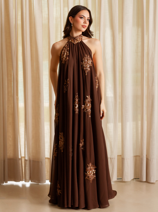 Brown Halter Dress