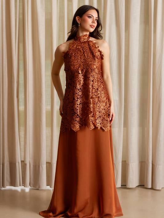 Guipur Halter Dress