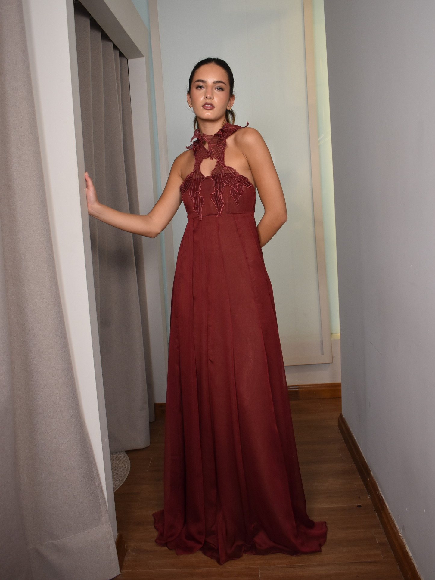 Burgundy Leaves Dress