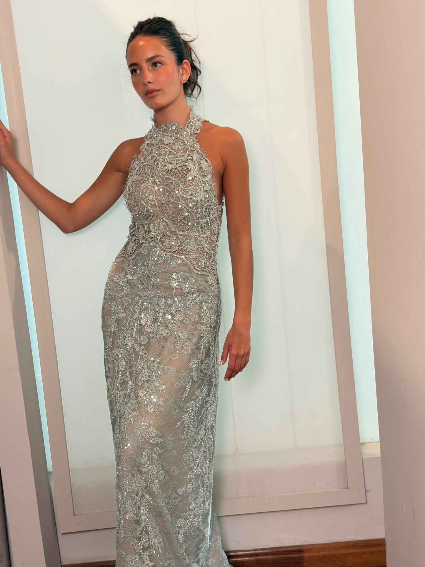 Silver Halter Dress