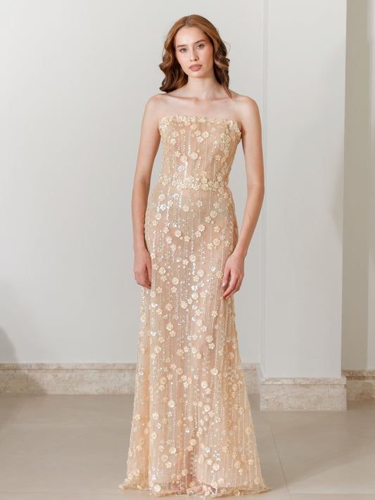 Valencia strapless mullet champagne