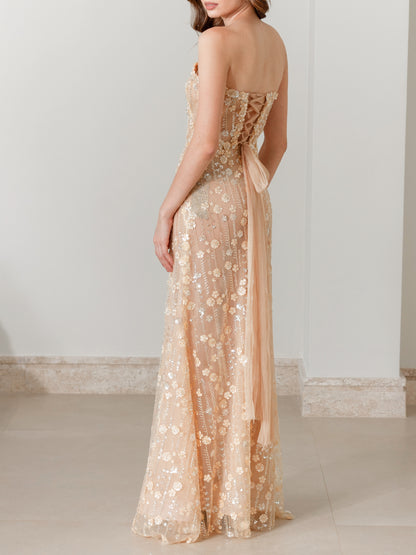Valencia strapless mullet champagne
