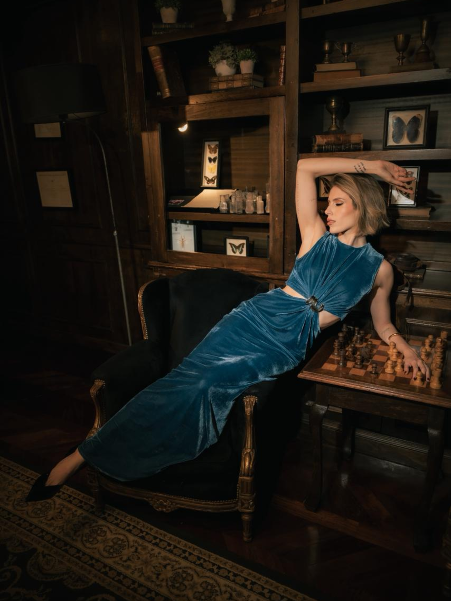 Blue Velvet Dress