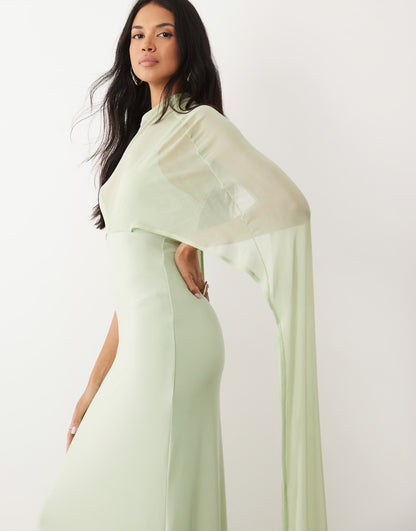 Mint Cape Maxi Dress