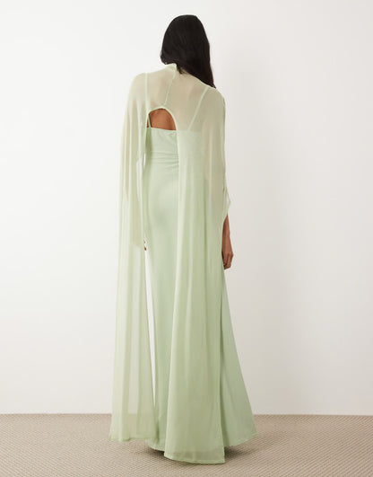 Mint Cape Maxi Dress