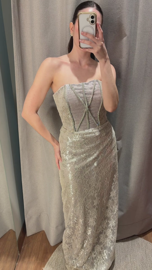 Silver Strapless Dress