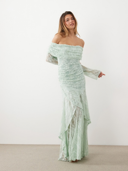 Mint Off Shoulder Maxi Dress