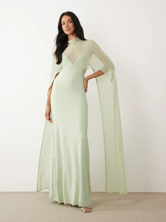Mint Cape Maxi Dress